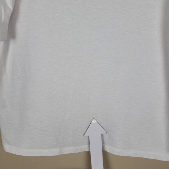 Frame Size L Ruched Sleeve Top Half Sleeve Cotton Blanc White - Picture 9 of 12